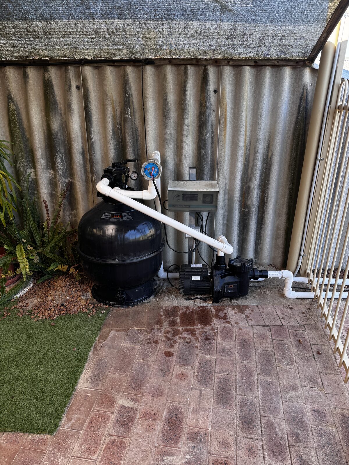 Pool pump replacement in progress